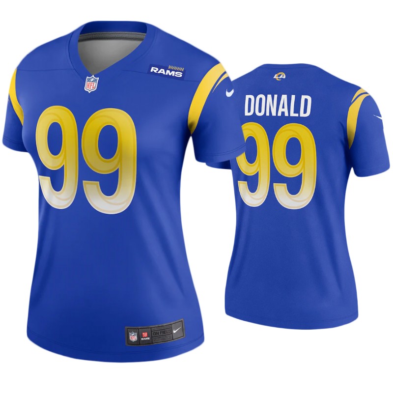 Women's Los Angeles Rams #99 Aaron Donald 2020 Royal Stitched Jersey(Run Small)